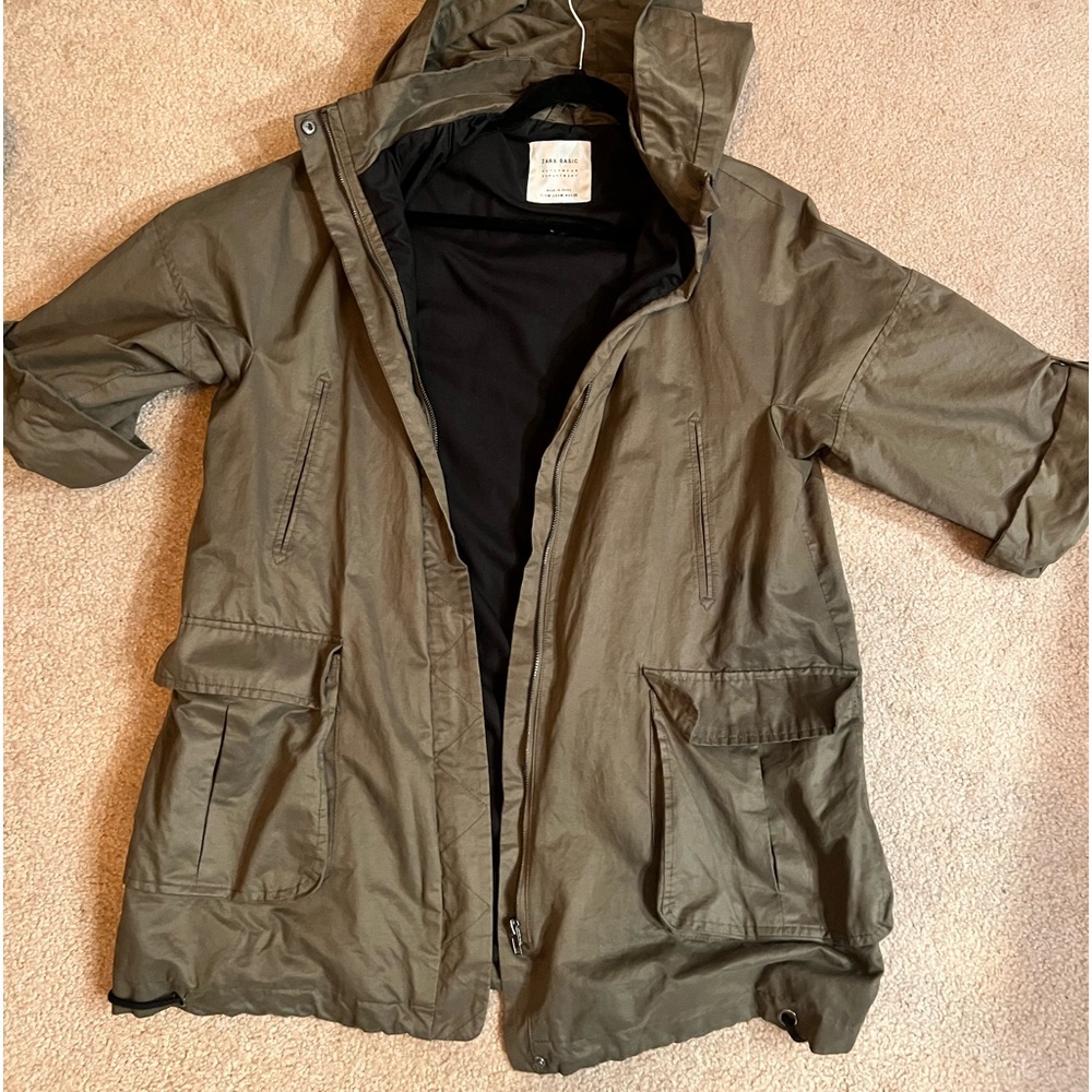 Zara khaki rain jacket